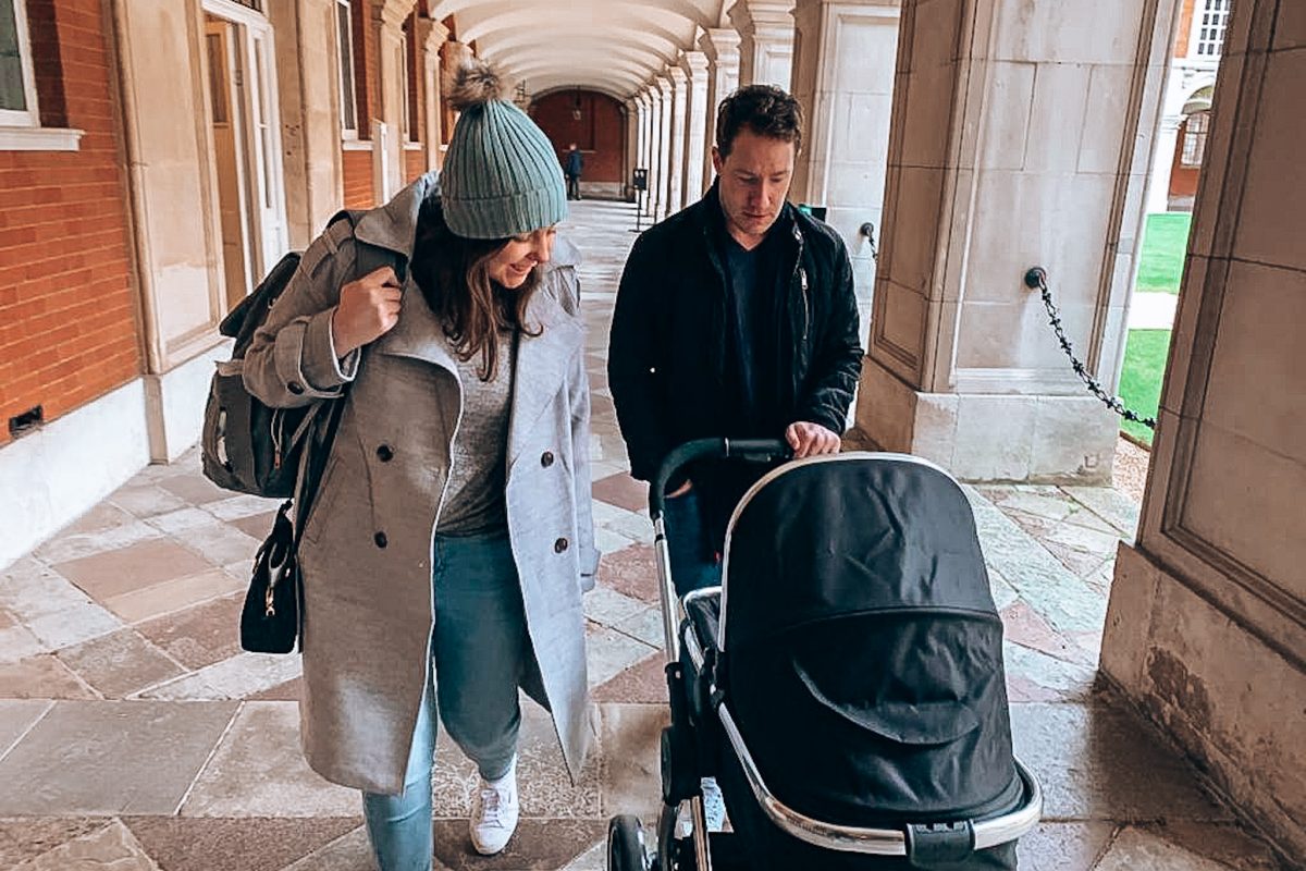 parents with pushchair