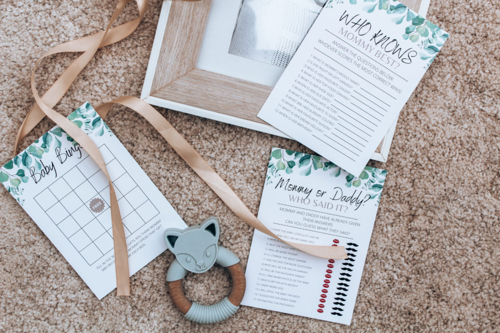 baby shower games and teether